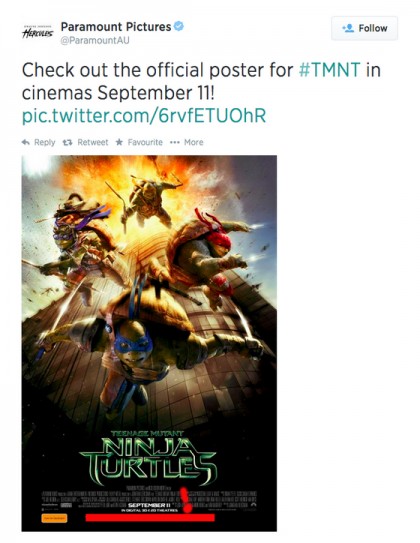 Нашумевший постер фильма Черепашки-ниндзя2014 - твиттер 